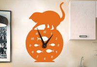 К0016А Креативные часы с наклейкой Кот рыболов рыжий5